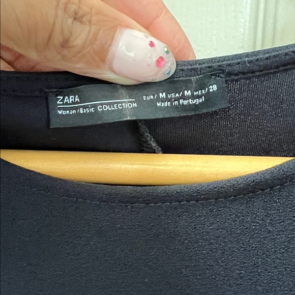 ZARA Navy Floral Embroidered Long Sleeve Tunic - Picture 4 of 4